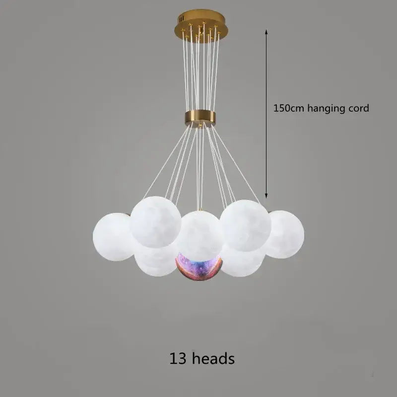 led lunar ball cloud chandelier living room light