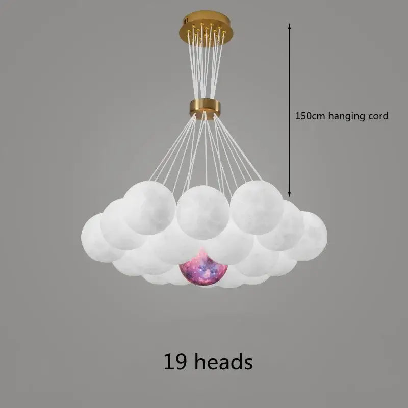 led lunar ball cloud chandelier living room light