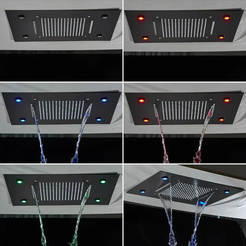 Luxury black led waterfall shower head bathroom rainfall led