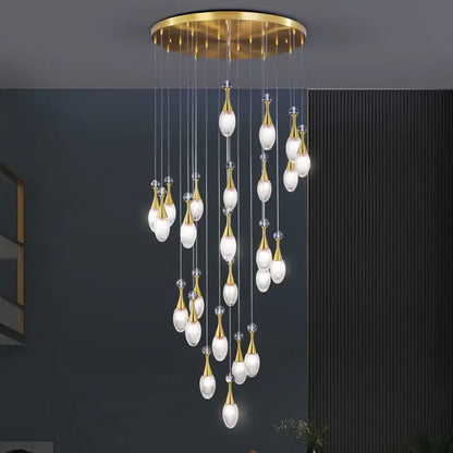 Modern gold teardrop led luxury chandelier for living room