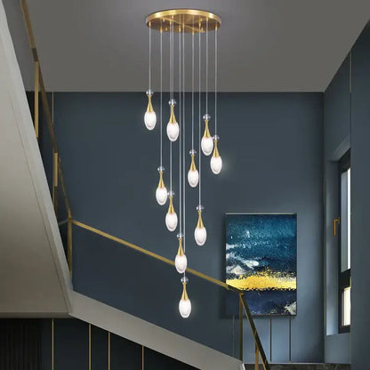 Modern gold teardrop led luxury chandelier for living room