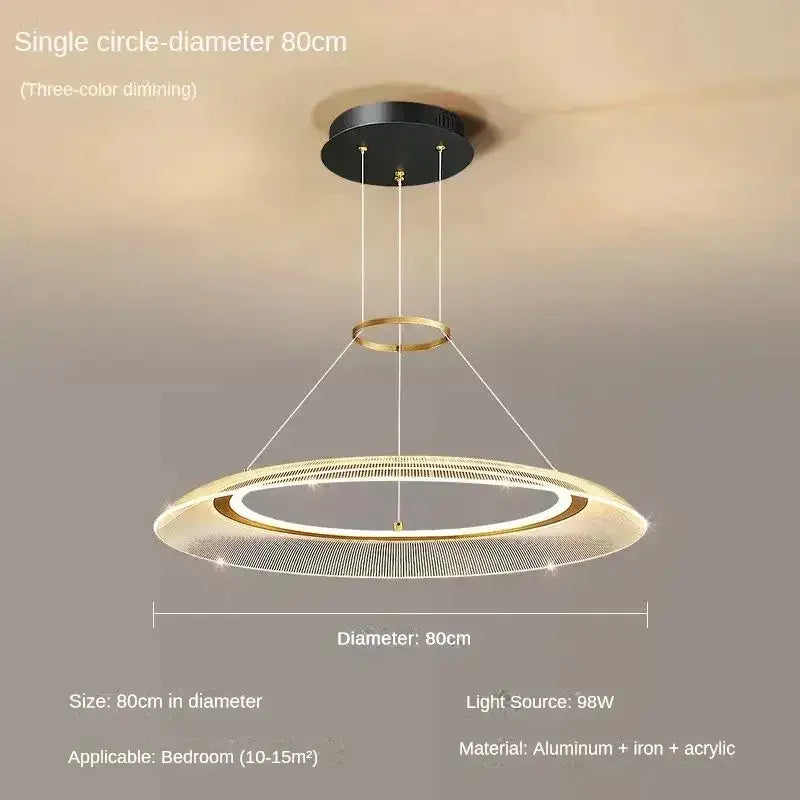 Modern gold & white mesh ring chandelier living room luxury lamp