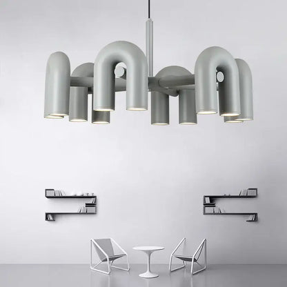 Modern gray led macaron pendant chandelier – dining room u shape light