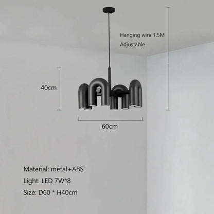 Modern gray led macaron pendant chandelier – dining room u shape light