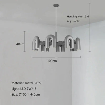Modern gray led macaron pendant chandelier – dining room u shape light