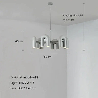 Modern gray led macaron pendant chandelier – dining room u shape light