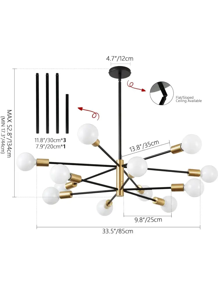Modern black & gold magic bean chandelier for dining room