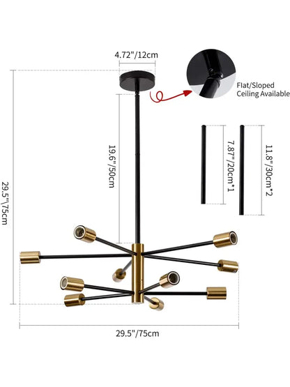 Modern black & gold magic bean chandelier for dining room