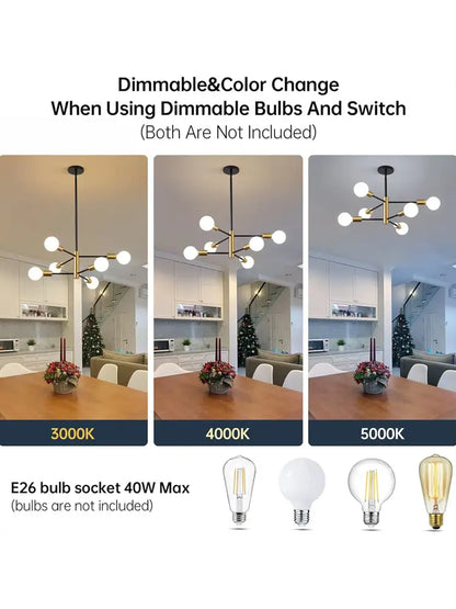 Modern black & gold magic bean chandelier for dining room