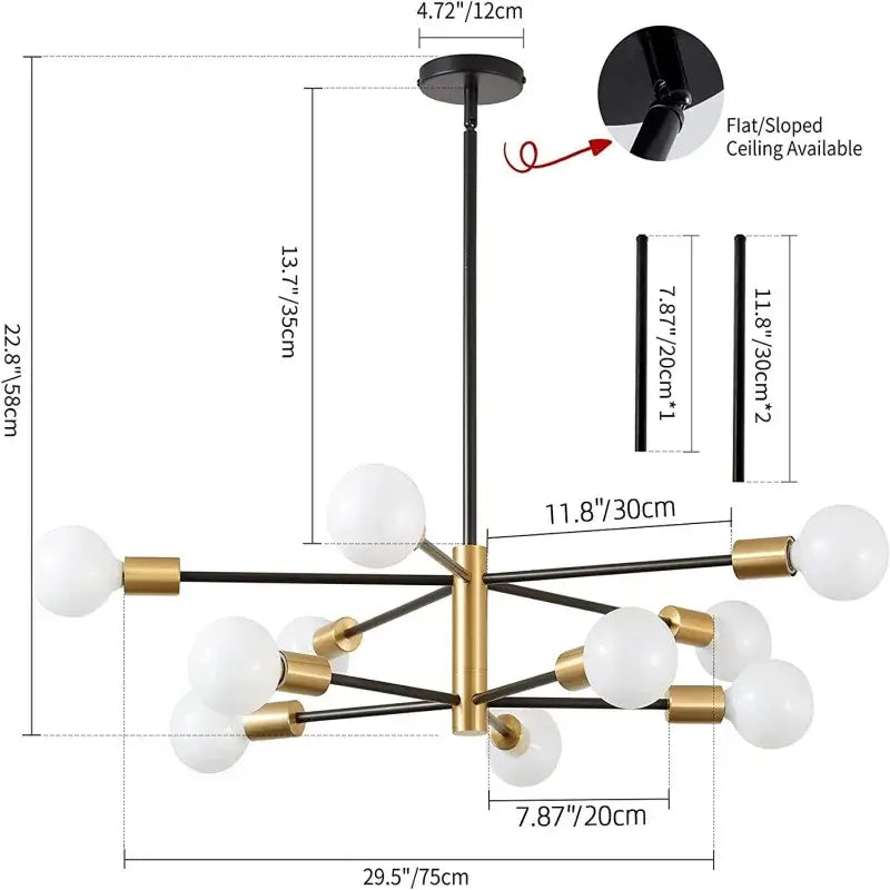 Modern black & gold magic bean chandelier for dining room