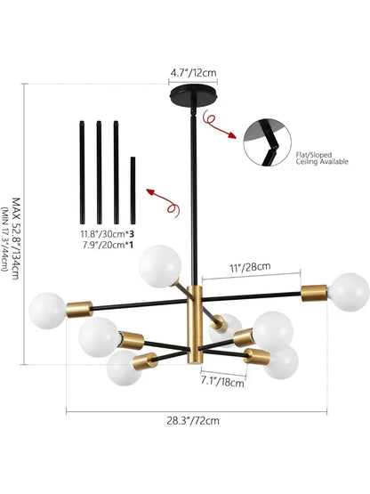 Modern black & gold magic bean chandelier for dining room