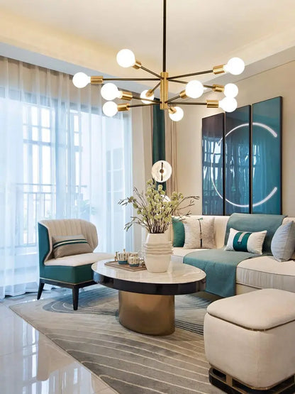 Modern black & gold magic bean chandelier for dining room