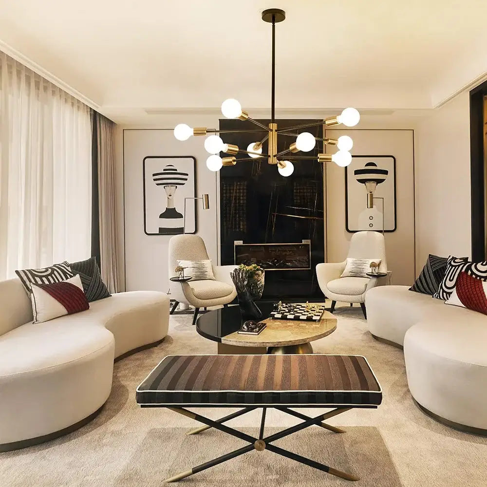 Modern black & gold magic bean chandelier for dining room