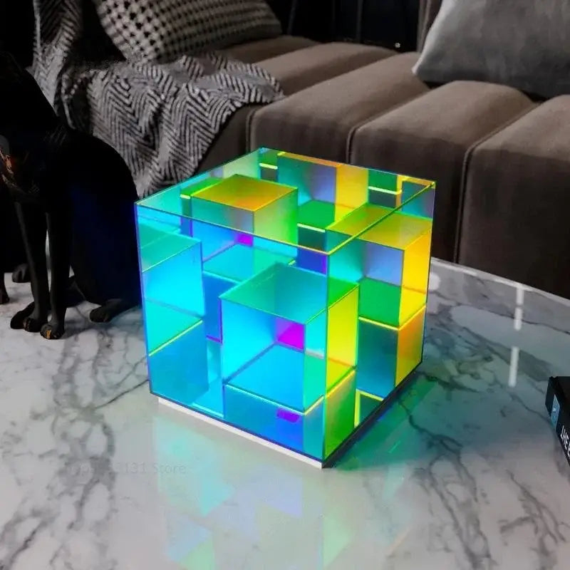 Modern rainbow led magic cube desk lamp bedroom night light