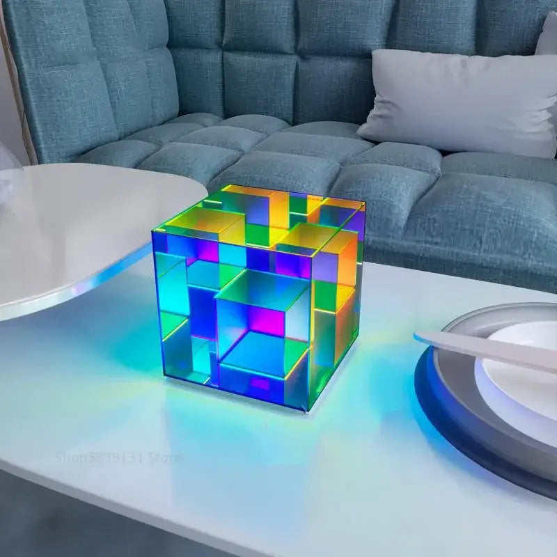Modern rainbow led magic cube desk lamp bedroom night light