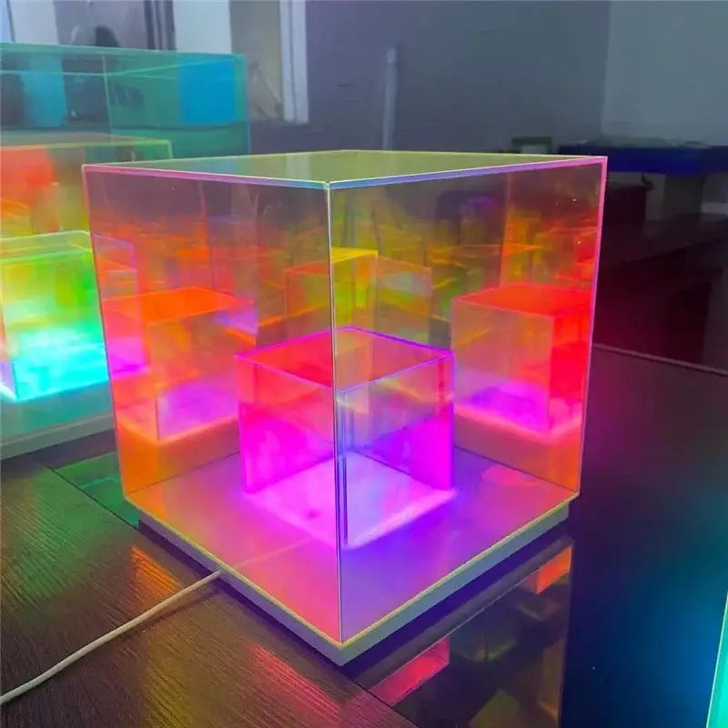 Modern rainbow led magic cube desk lamp bedroom night light