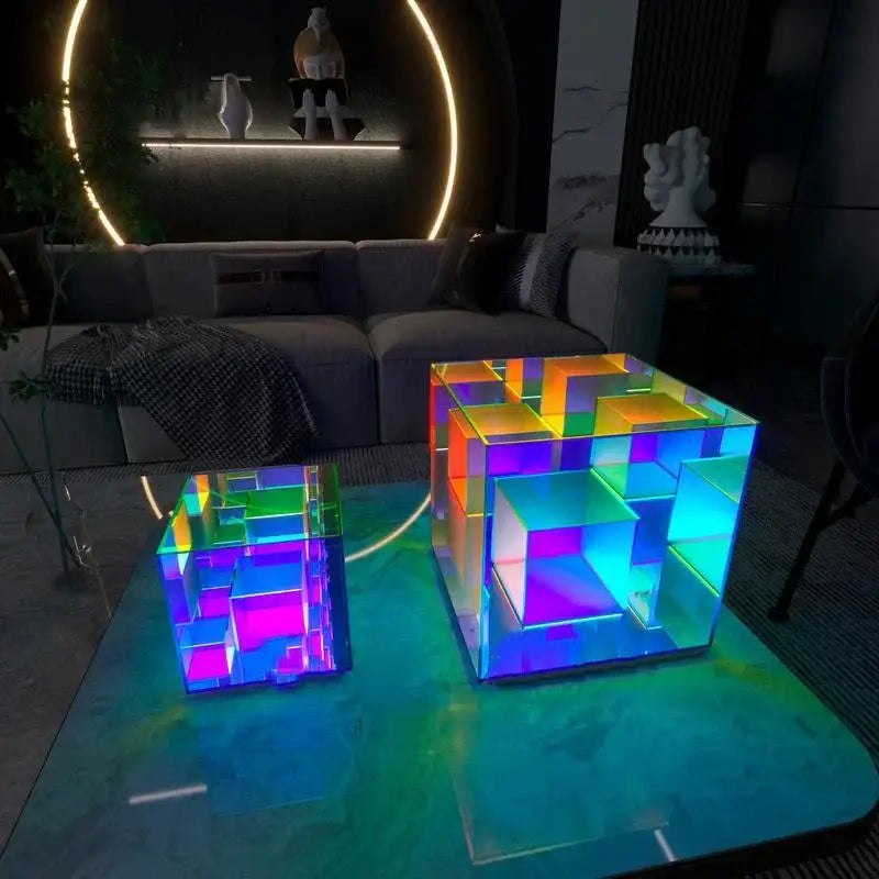 Modern rainbow led magic cube desk lamp bedroom night light