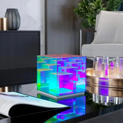 Modern rainbow led magic cube desk lamp bedroom night light