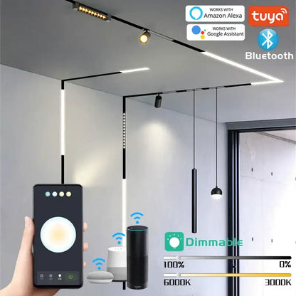 Modern black & white led magnetic track light living room