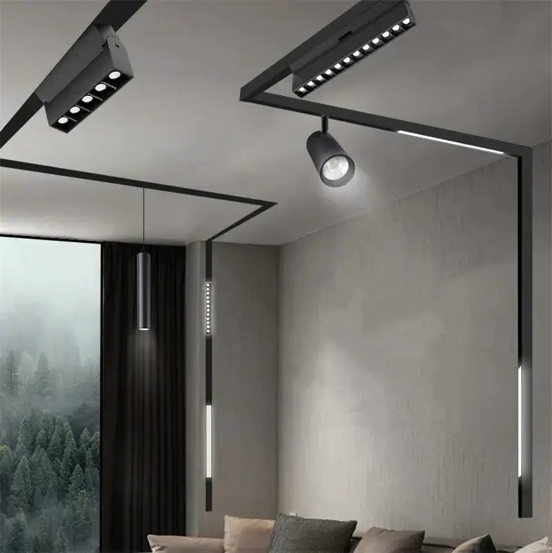 Modern black & white led magnetic track light living room