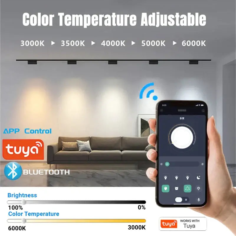 Modern black & white led magnetic track light living room