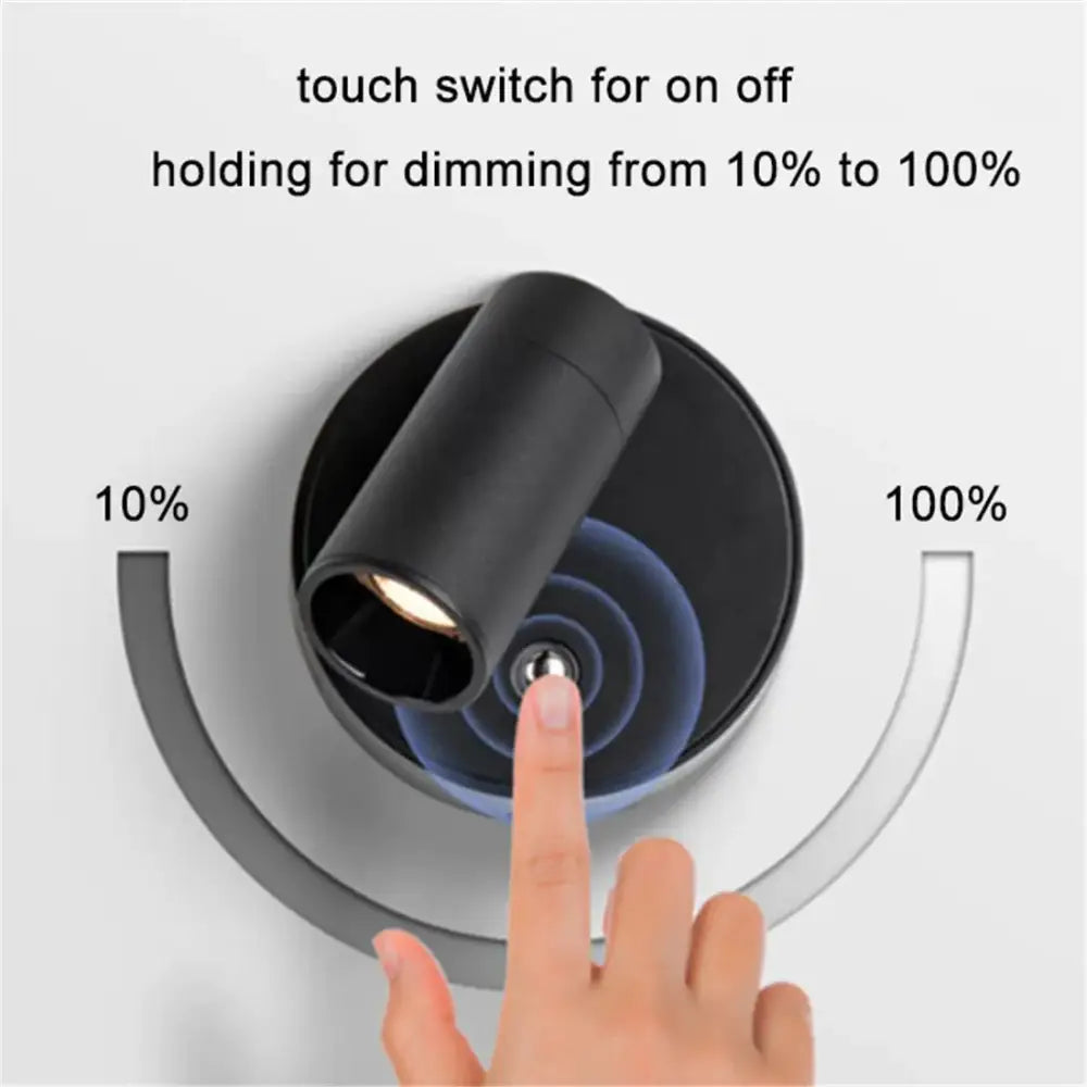 Modern white led magnetic wall light bedroom touch dimmable lamp