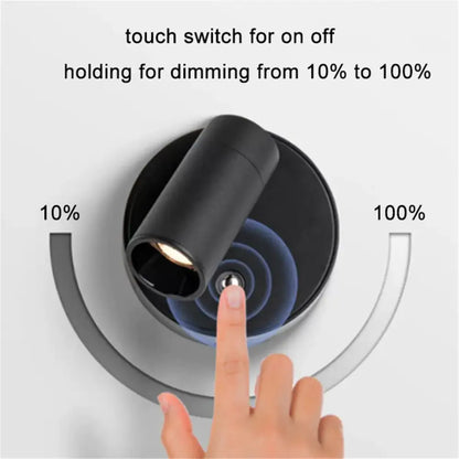 Modern white led magnetic wall light bedroom touch dimmable lamp