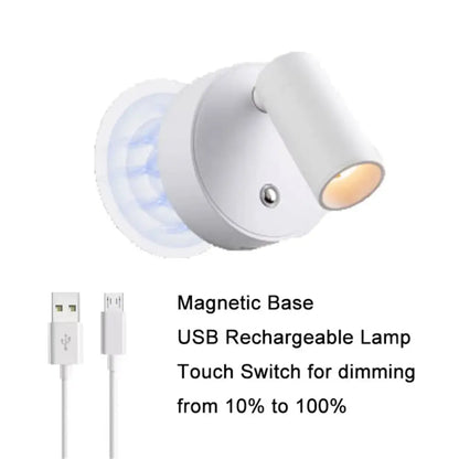Modern white led magnetic wall light bedroom touch dimmable lamp