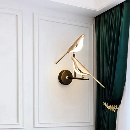 Modern gold led magpie bird pendant light dining room