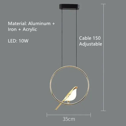 Modern gold led magpie bird pendant light dining room