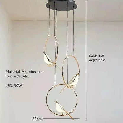 Modern gold led magpie bird pendant light dining room