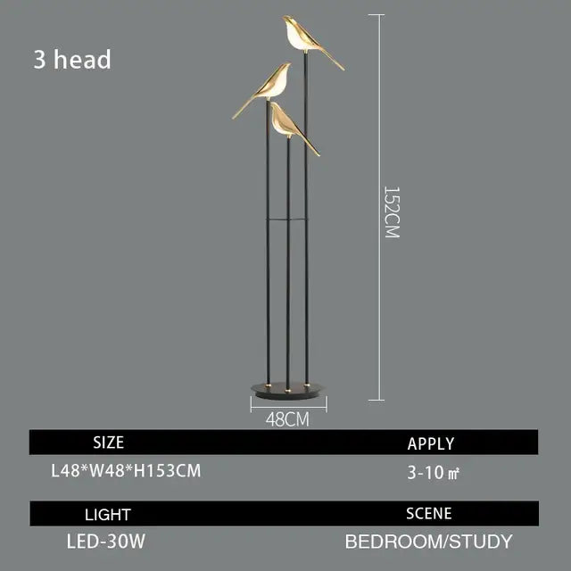 Modern gold led magpie bird pendant light dining room