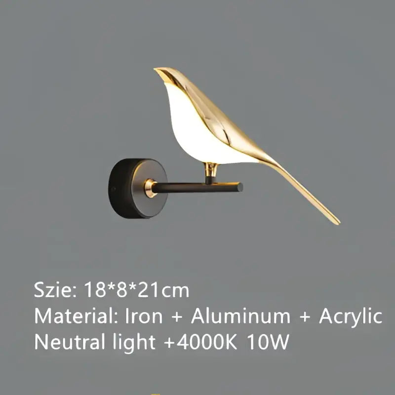 Modern gold led magpie bird pendant light dining room