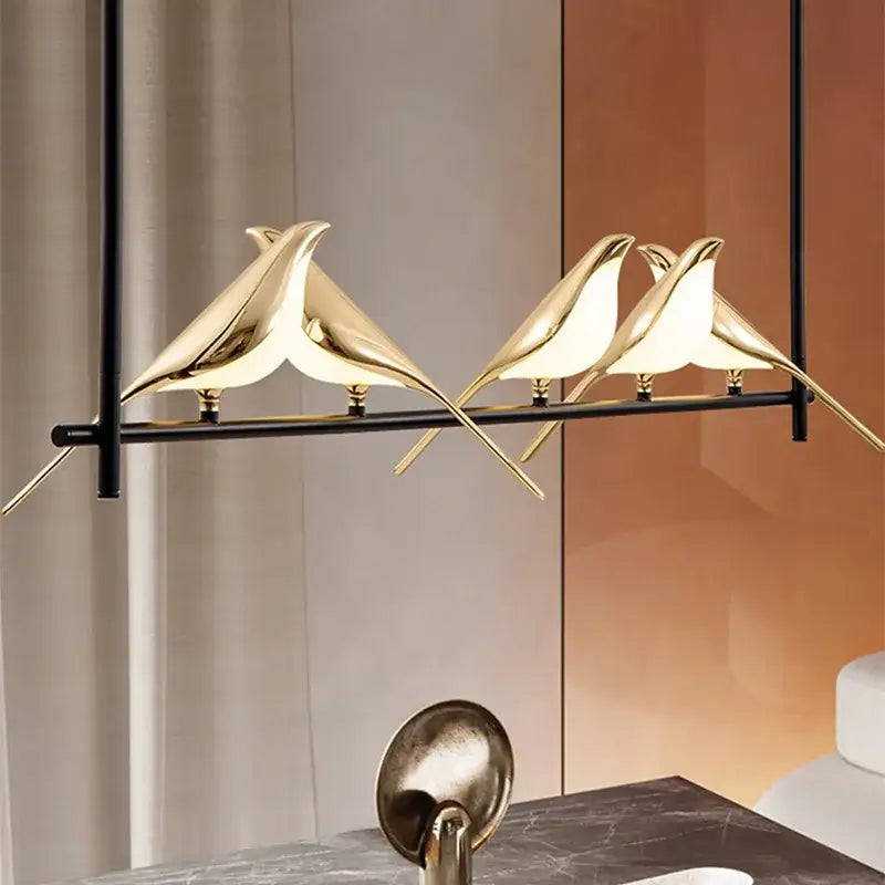 Modern gold led magpie bird pendant light dining room