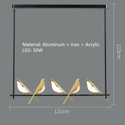 Modern gold led magpie bird pendant light dining room