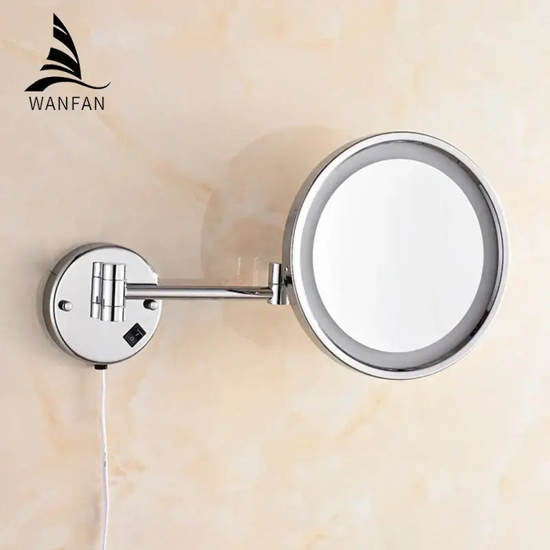 Silver led makeup mirror wall mounted magnifying bathroom mirror