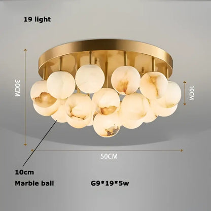 Modern brass led marble balls chandelier dining room pendant light