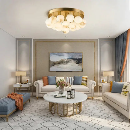 Modern brass led marble balls chandelier dining room pendant light