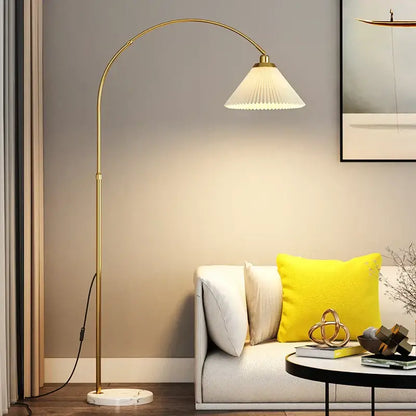 Modern gold arched led marble base floor lamp for living room