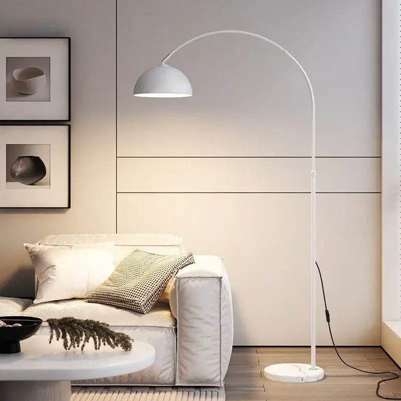 Modern gold arched led marble base floor lamp for living room