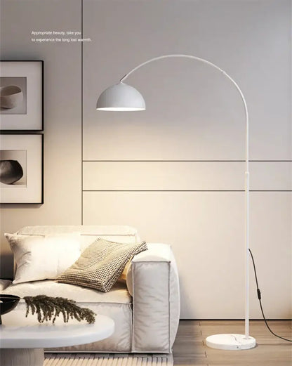 Modern gold arched led marble base floor lamp for living room