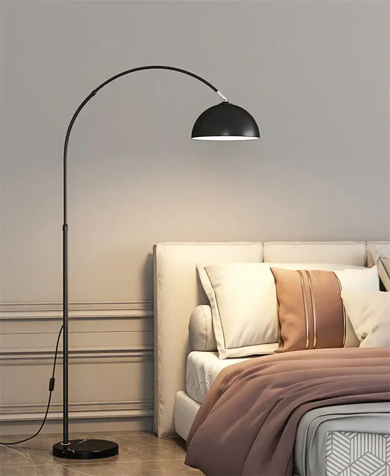 Modern gold arched led marble base floor lamp for living room