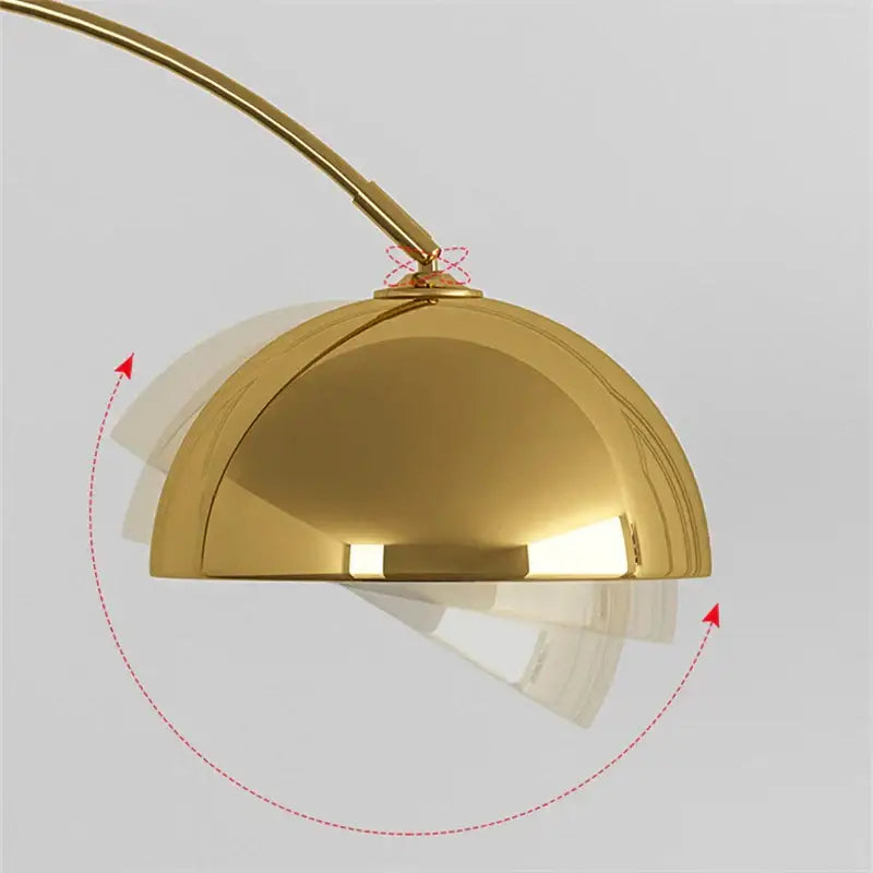 Modern gold arched led marble base floor lamp for living room