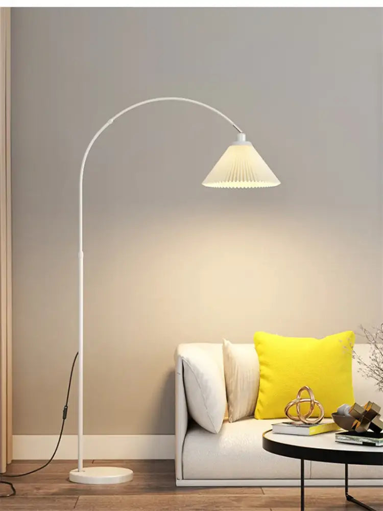 Modern gold arched led marble base floor lamp for living room