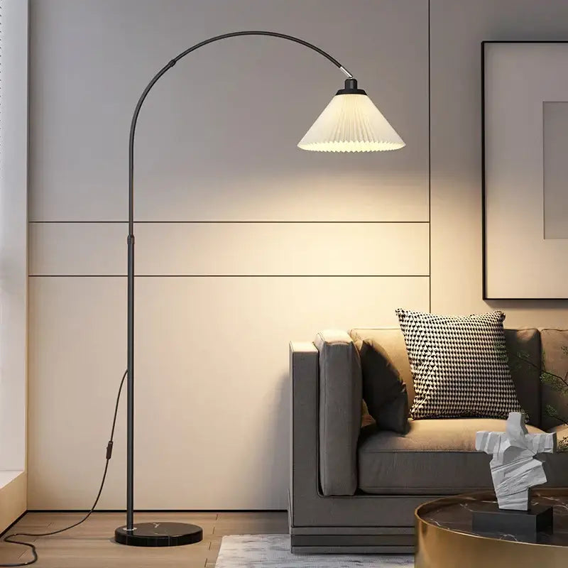 Modern gold arched led marble base floor lamp for living room
