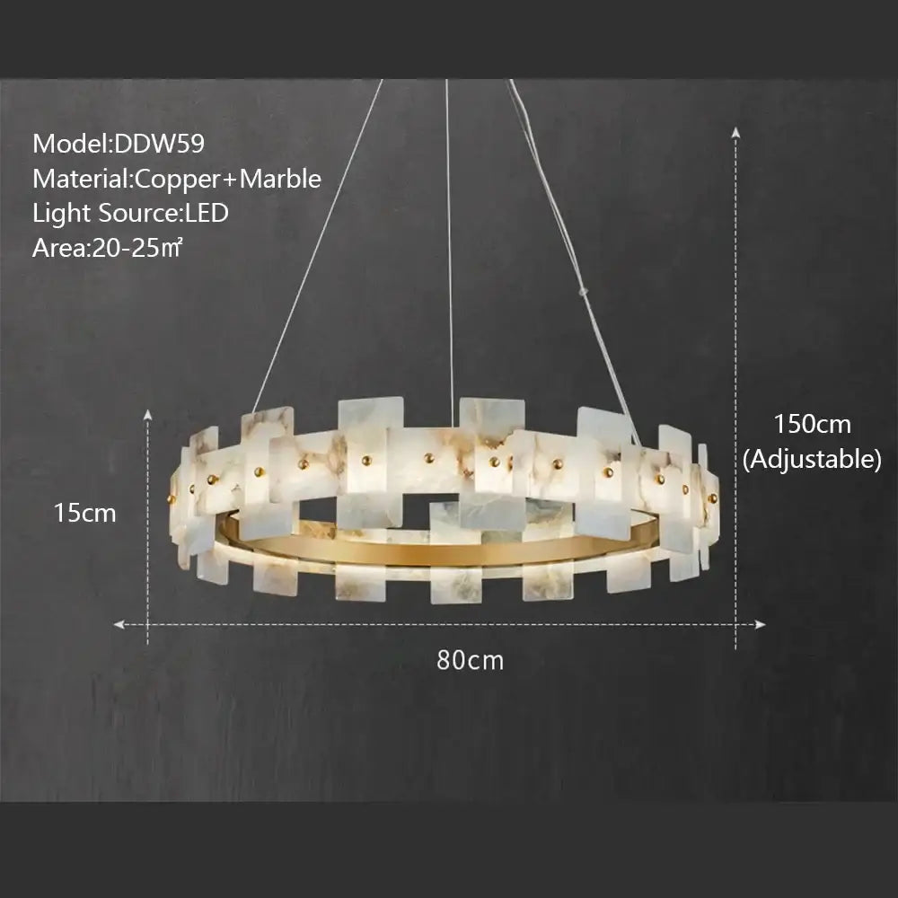 Modern gold led marble chandelier for living room