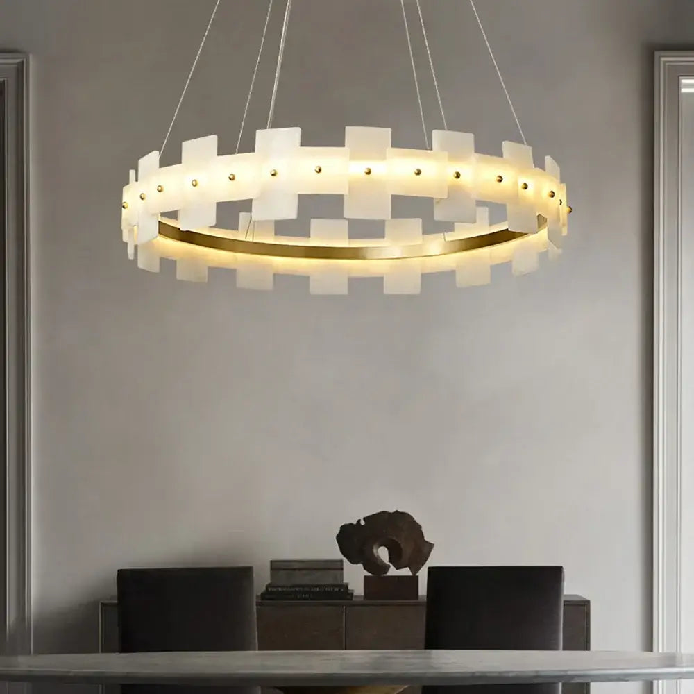 Modern gold led marble chandelier for living room
