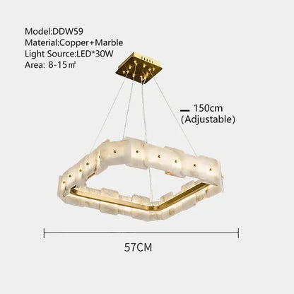 Modern gold led marble chandelier for living room