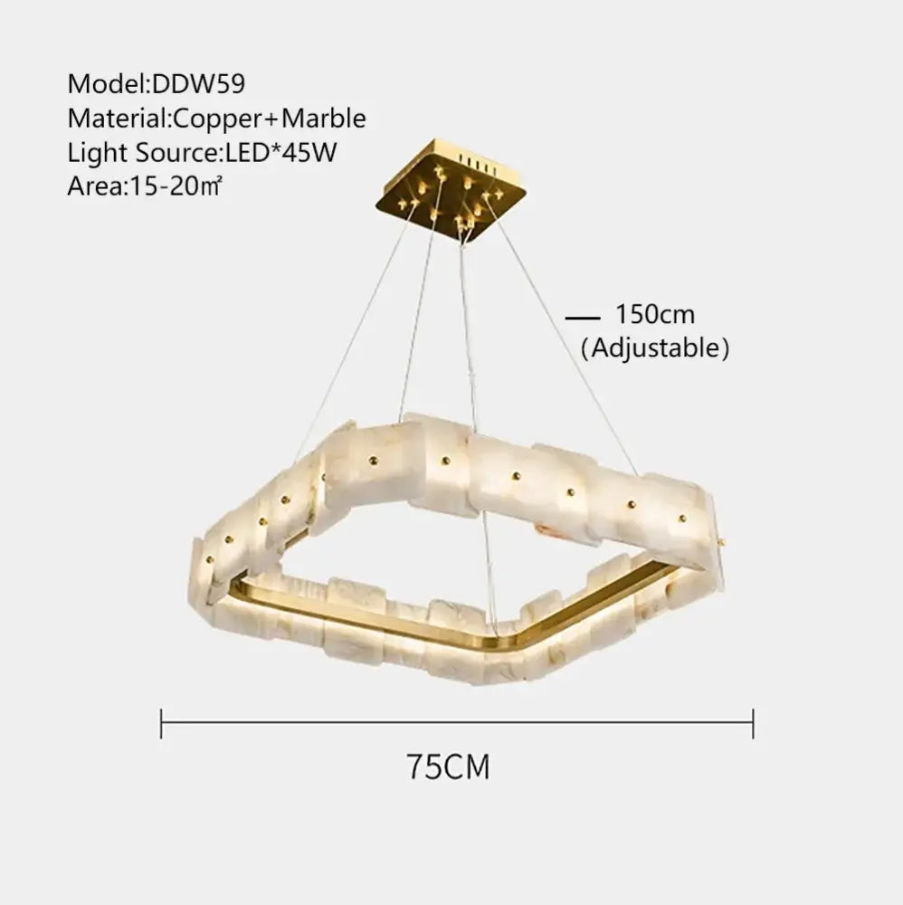 Modern gold led marble chandelier for living room