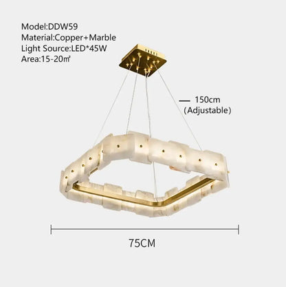 Modern gold led marble chandelier for living room